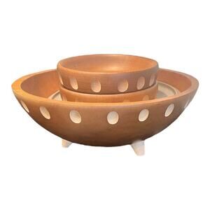 Mid-century modern wooden salad bowl set vintage Canada